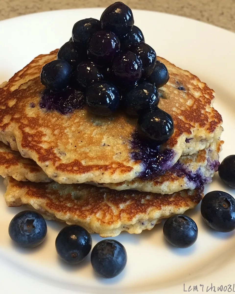 Easy Lemon Blueberry Yogurt Pancakes food shot