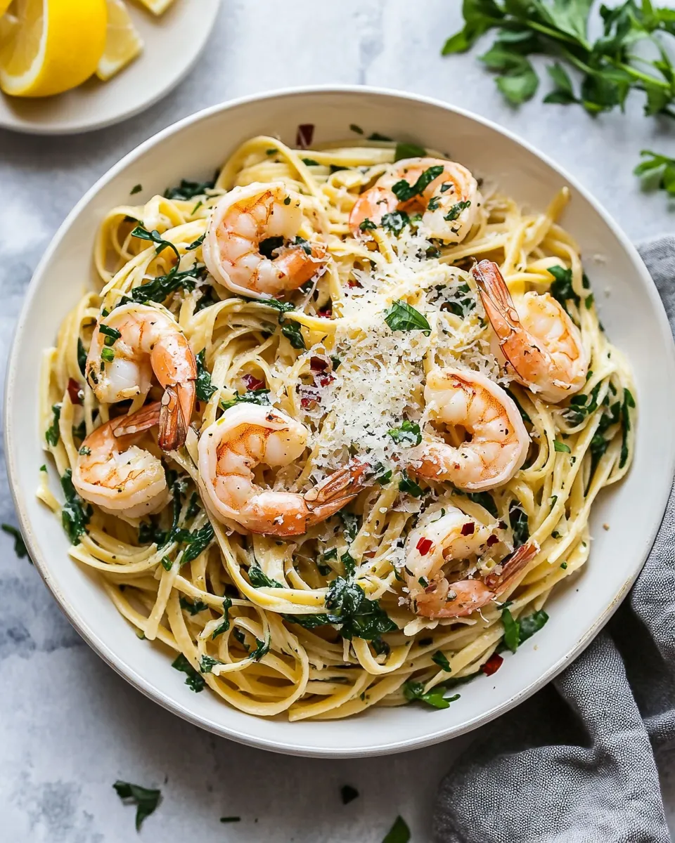 Classic Lemon Garlic Parmesan Shrimp Pasta recipe image