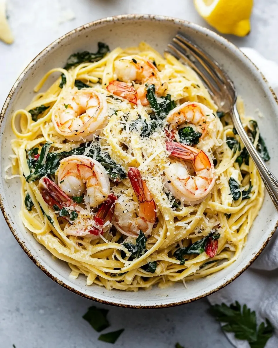 Delicious Lemon Garlic Parmesan Shrimp Pasta shot