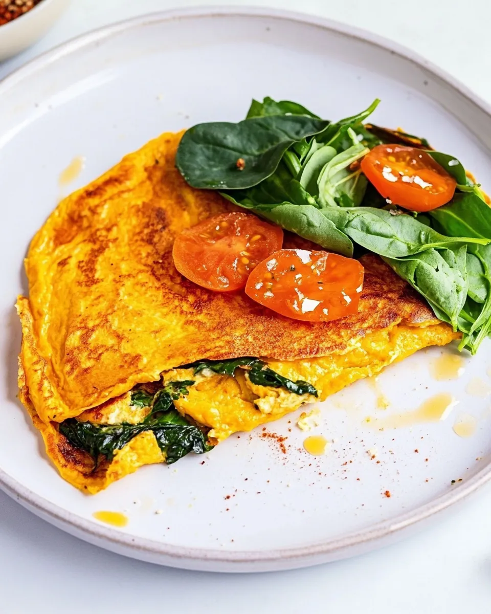 Delicious Light & Fluffy Vegan Omelette shot