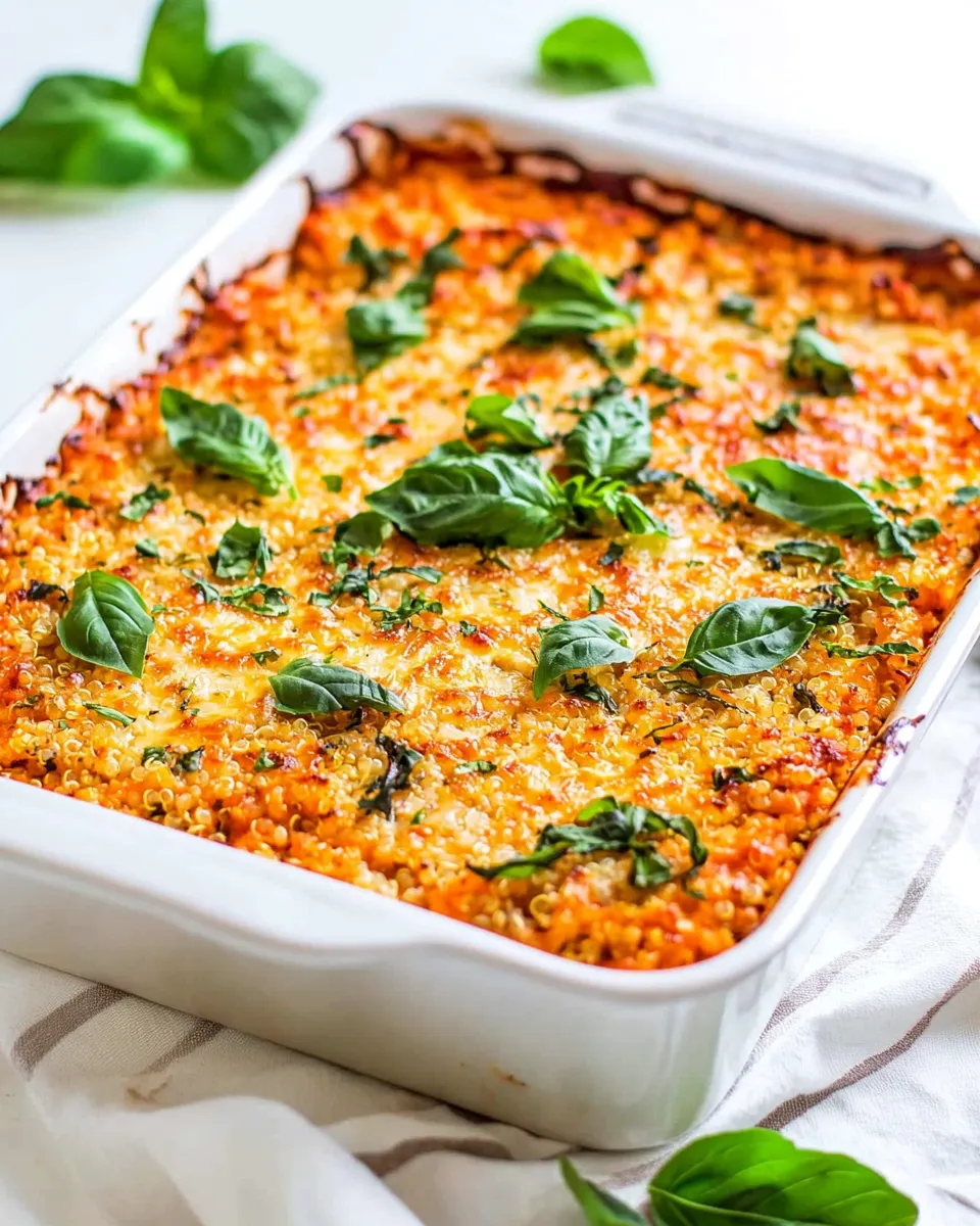 Quick Lightened Up Cheesy Quinoa Lasagna Bake shot
