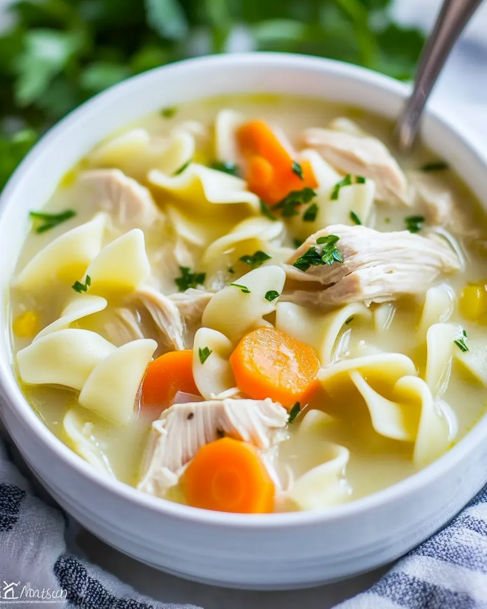Easy Lightened Up Creamy Chicken Noodle Soup recipe photo
