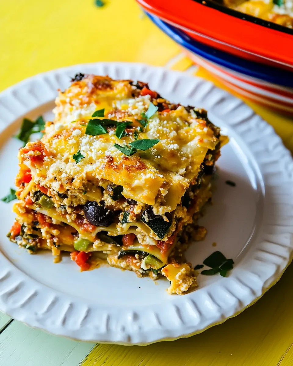 Easy Lightened Up Vegetable Lasagna Casserole shot