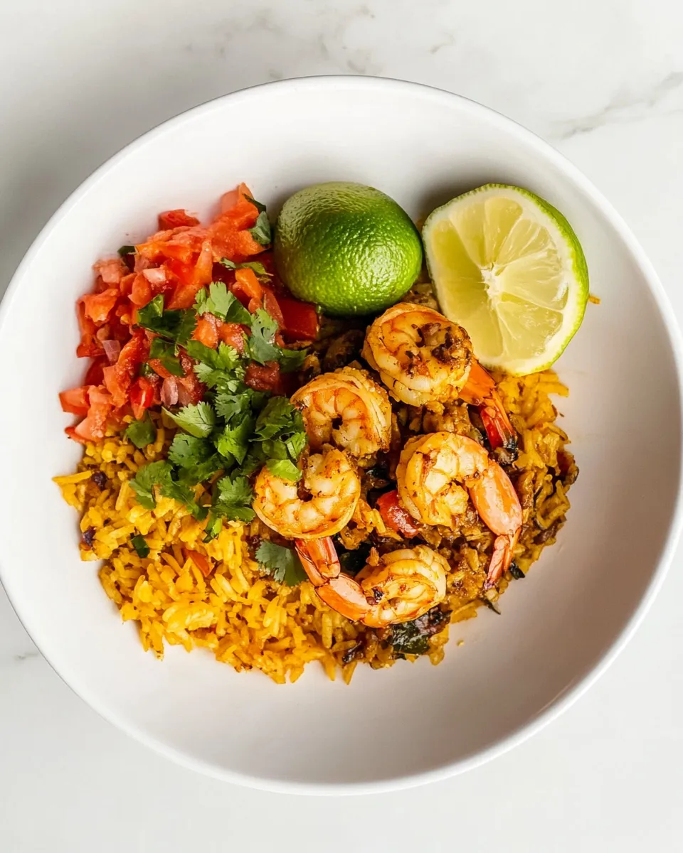 Savory Locrio de Camarones (Dominican Rice and Shrimp) shot