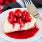 Homemade Low-Carb Cheesecake with Cherry Topping photo