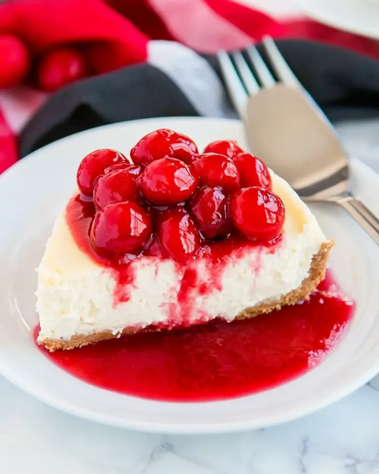 Homemade Low-Carb Cheesecake with Cherry Topping photo