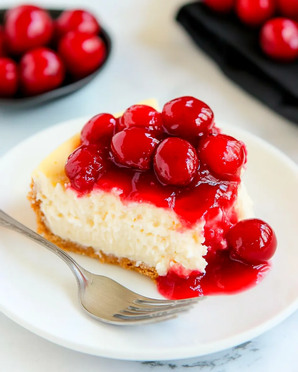 Easy Low-Carb Cheesecake with Cherry Topping shot