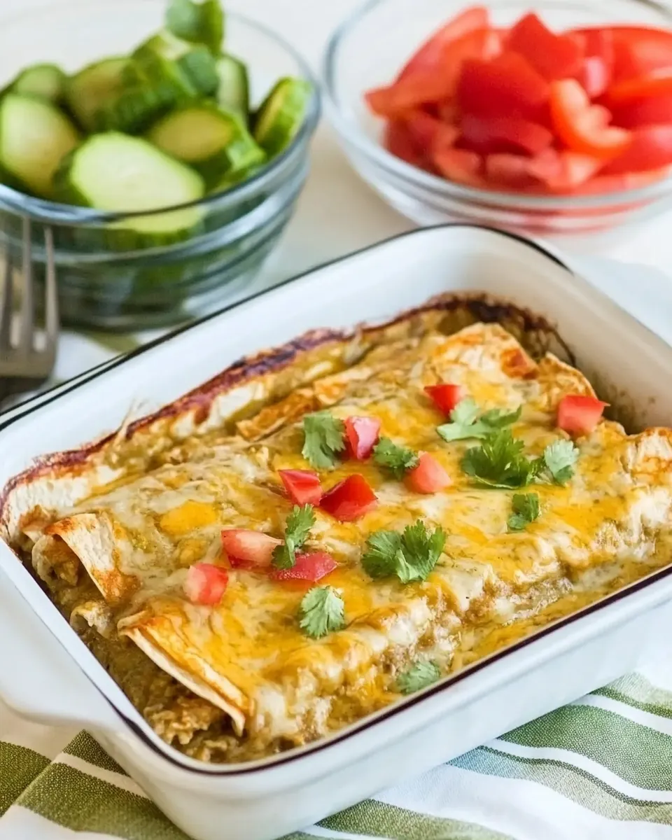 Quick Low-Carb Green Chile Chicken Enchiladas shot