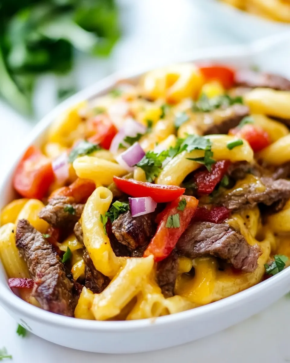 Easy Mac and Cheese Steak Fajitas recipe photo