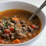 Homemade Macro Friendly Beef and Farro Soup photo
