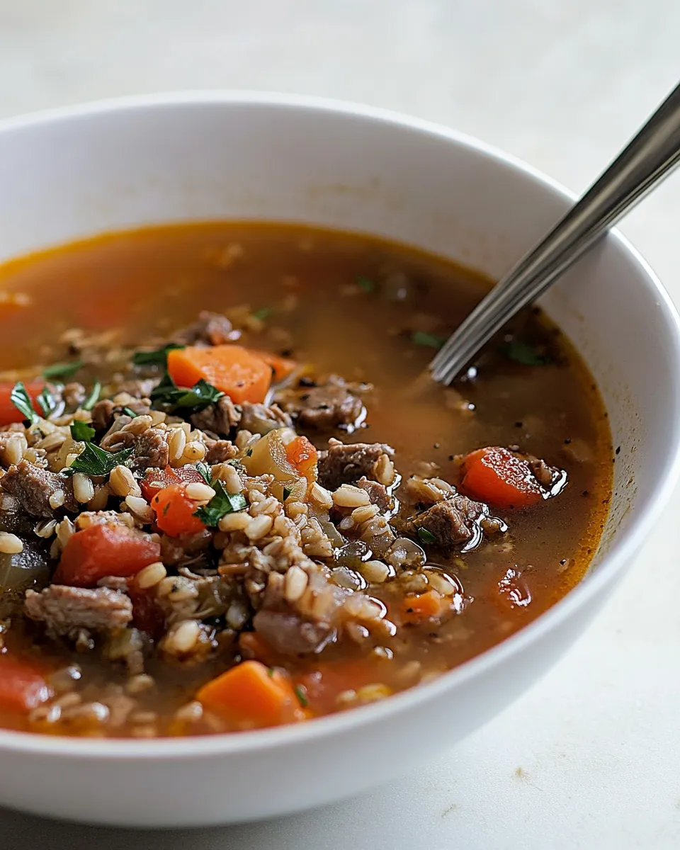 Homemade Macro Friendly Beef and Farro Soup photo