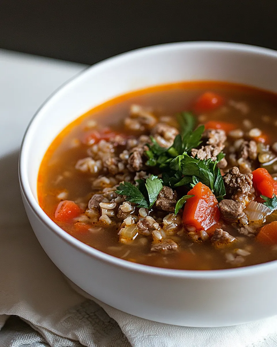 Easy Macro Friendly Beef and Farro Soup recipe photo