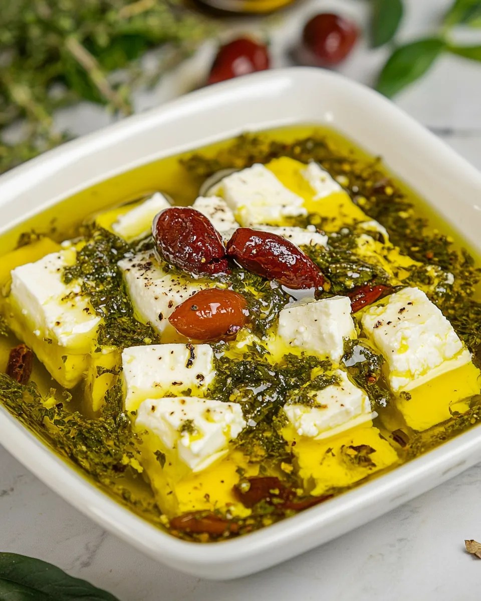 Delicious Marinated Feta shot