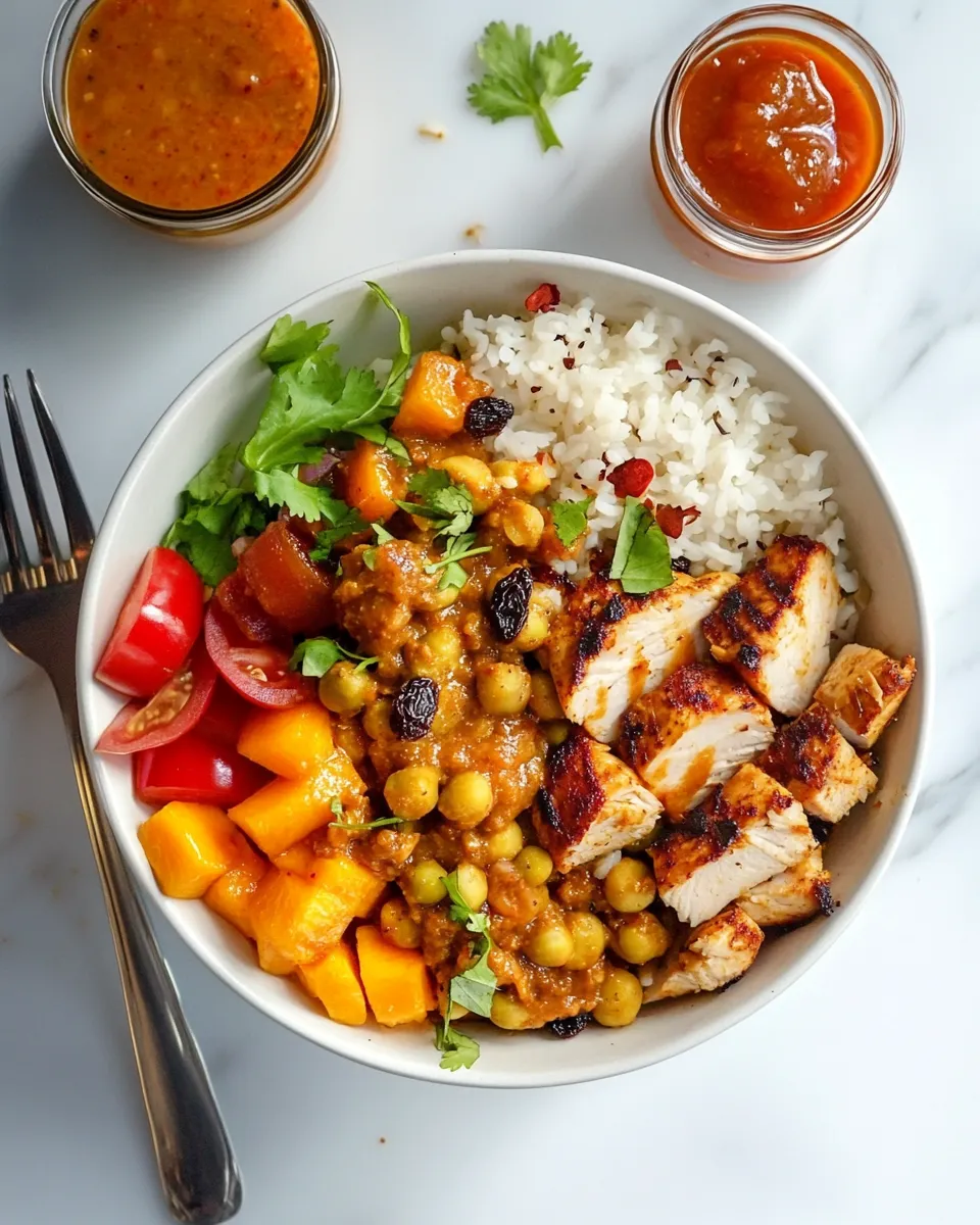 Quick Masala Turkey Buddha Bowl with 10-Minute Mango & Golden Raisin Chutney recipe image