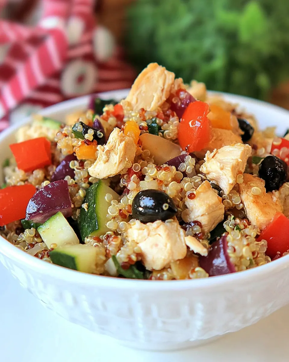 Delicious Mediterranean Chicken Quinoa Salad shot