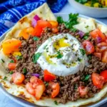 Homemade Mediterranean Ground Beef And Yogurt Platter photo