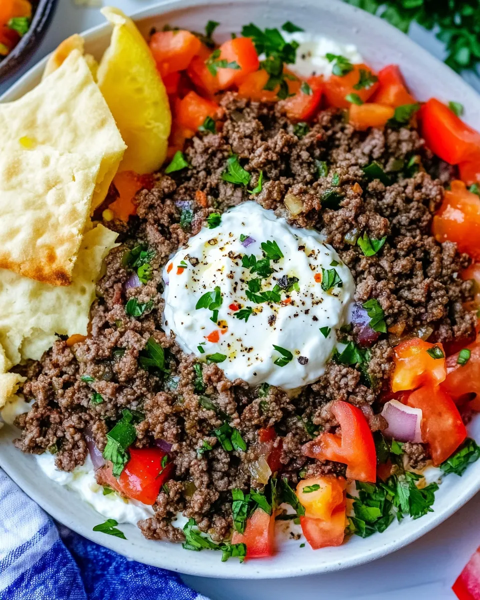 Easy Mediterranean Ground Beef And Yogurt Platter recipe photo