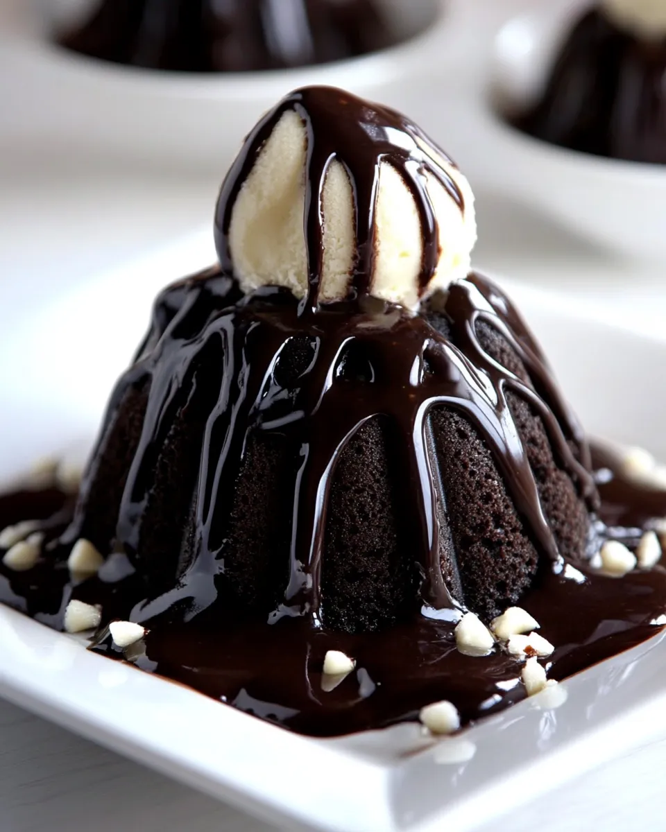 Best Mini Chocolate Bundt Cake Sundaes with Homemade Hot Fudge Sauce shot
