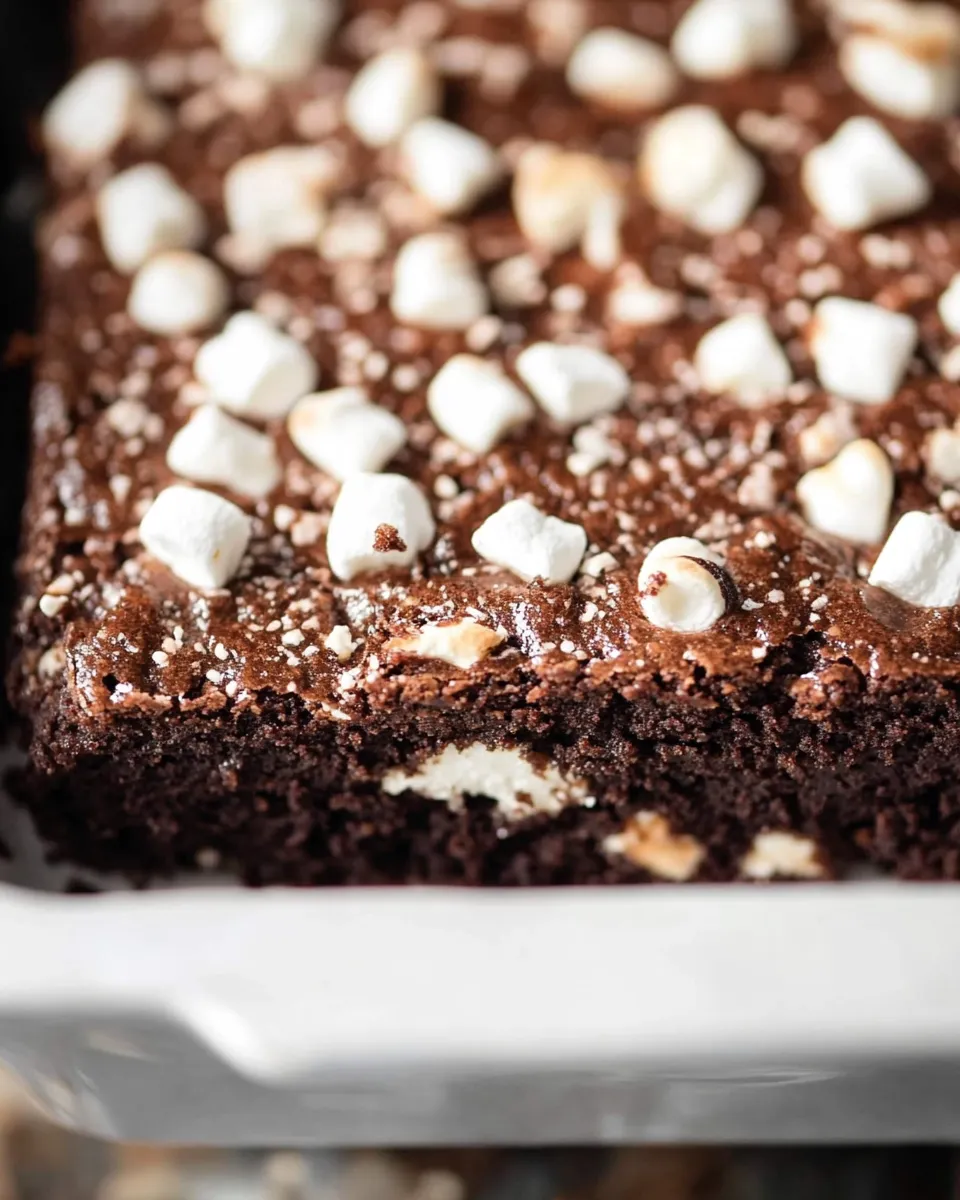 Classic Mississippi Mud Brownies AKA Frosted Marshmallow Brownies food shot