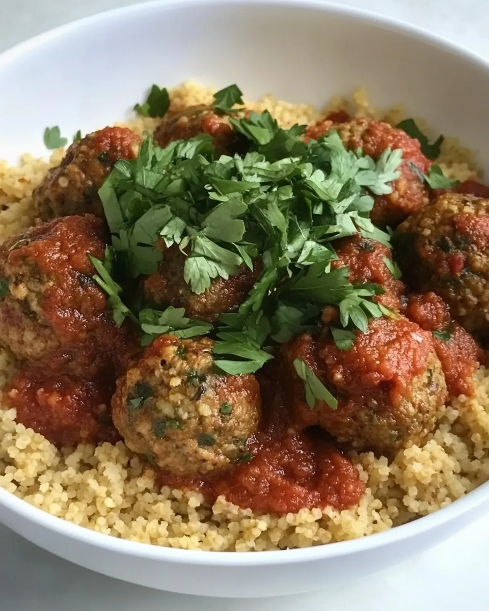 Delicious Moroccan meatballs with herb couscous recipe photo