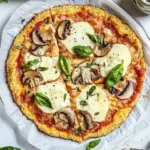 Homemade Mozzarella & Mushroom Cauliflower Crust Pizza photo