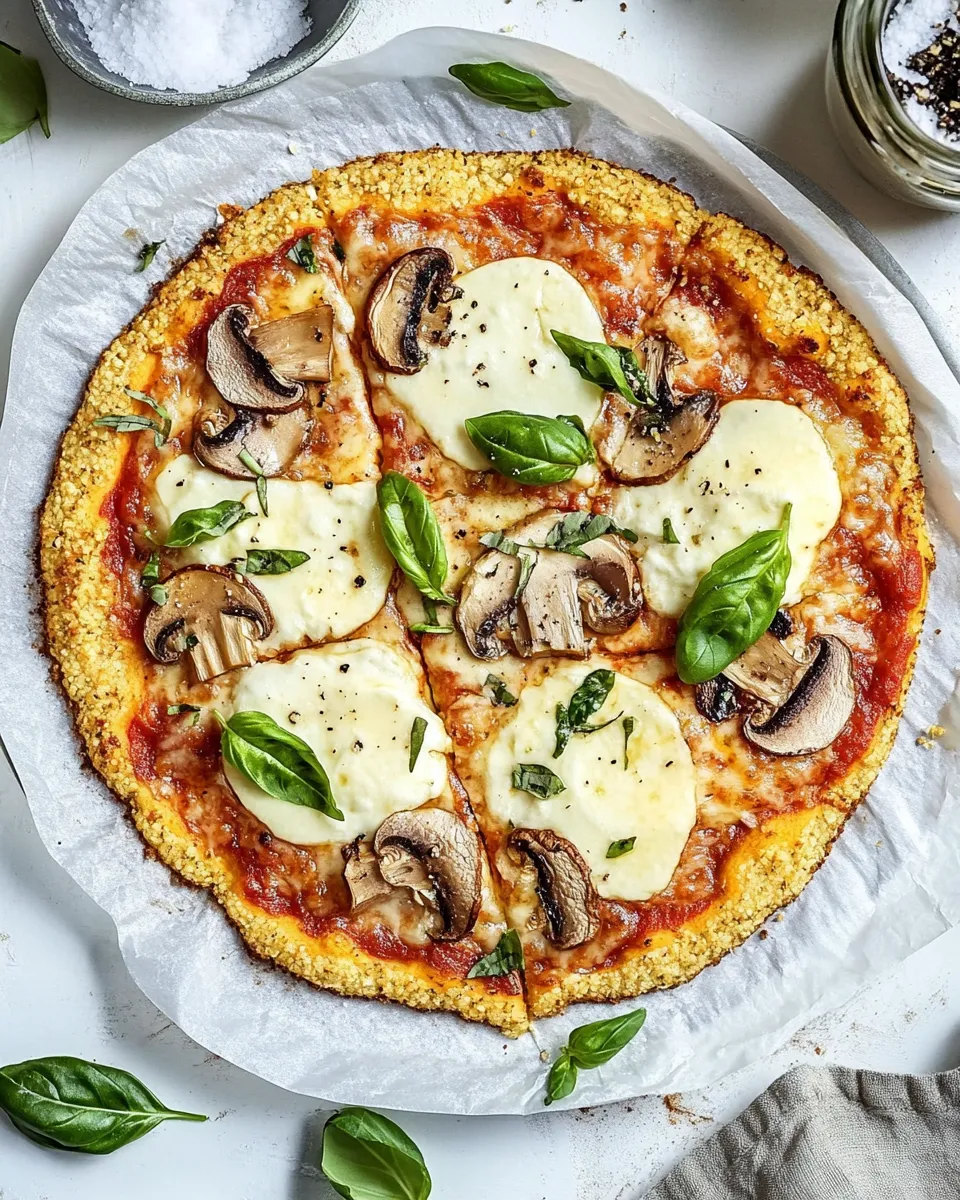 Homemade Mozzarella & Mushroom Cauliflower Crust Pizza photo