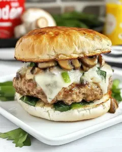 Easy Mushroom Cheese Stuffed Sriracha Chive Turkey Burgers photo