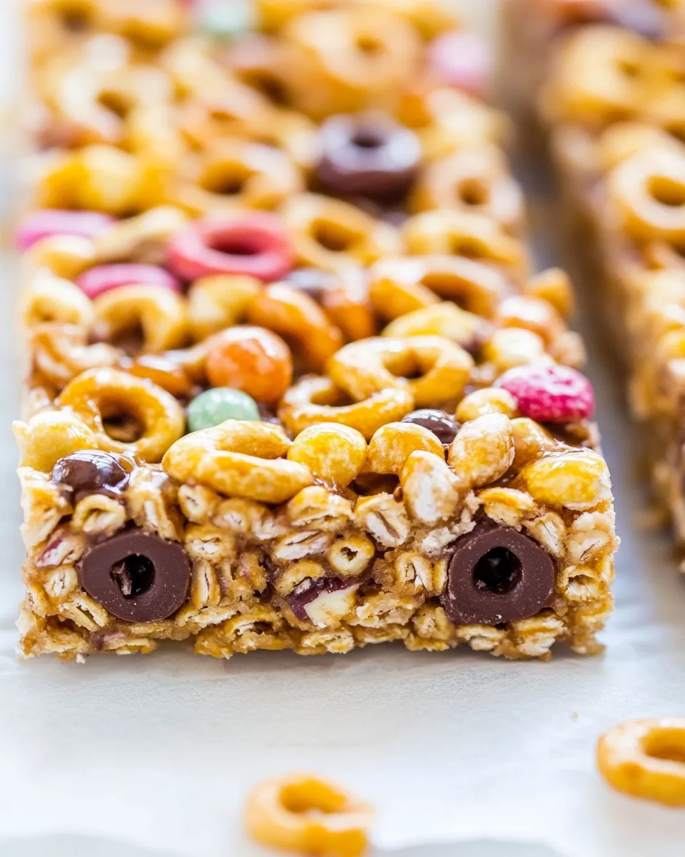 Healthy No-Bake Honey Nut Cheerios Snack Bars recipe photo