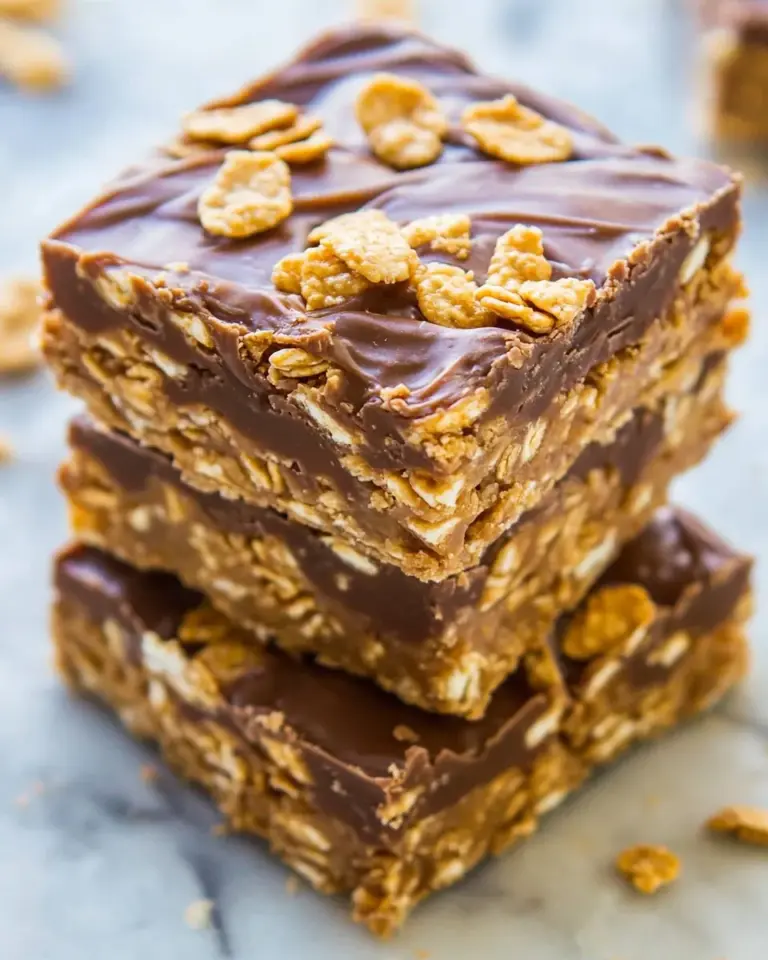 Easy No-Bake Triple Peanut Butter Cornflake Bars photo