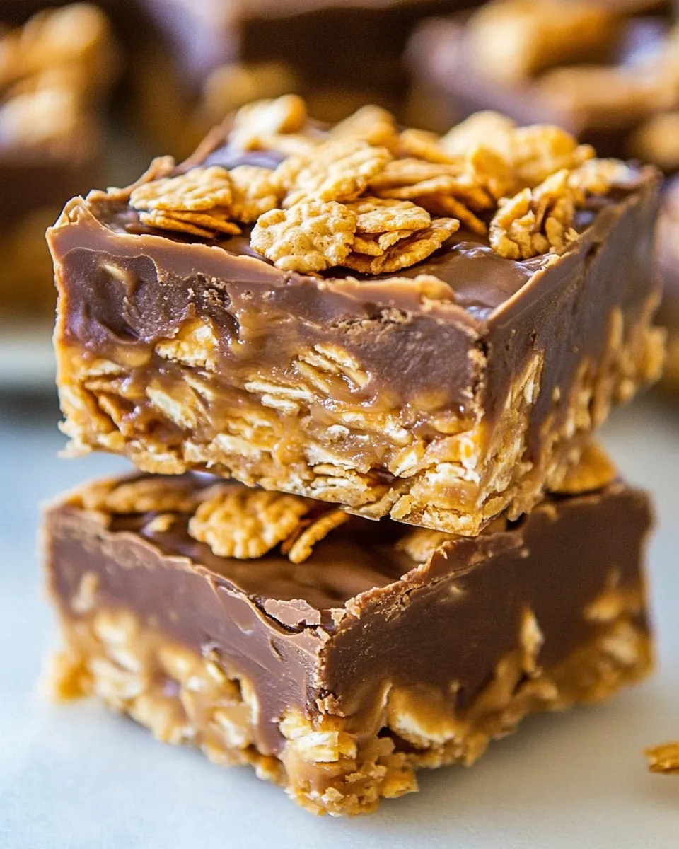 Delicious No-Bake Triple Peanut Butter Cornflake Bars image