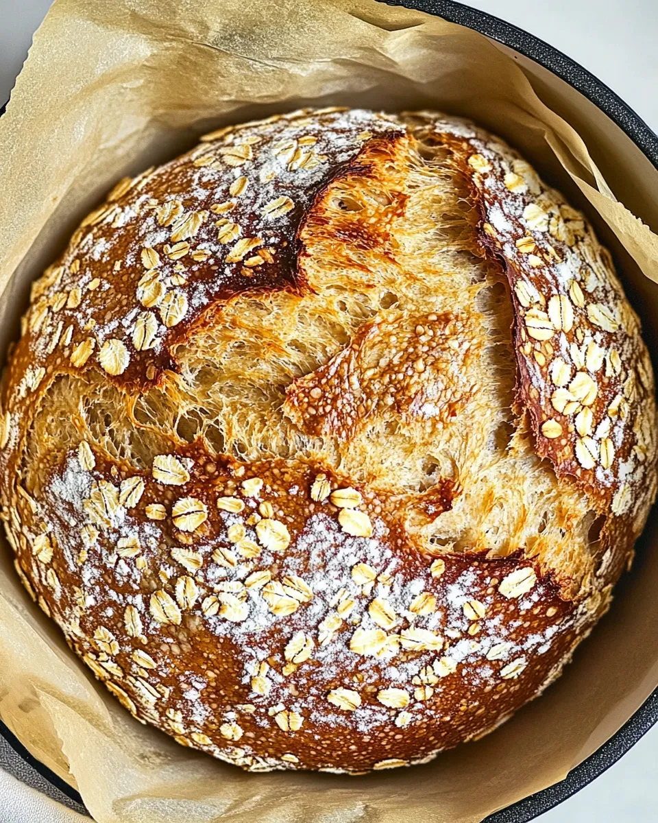 Classic No Knead Honey Oat Bread image