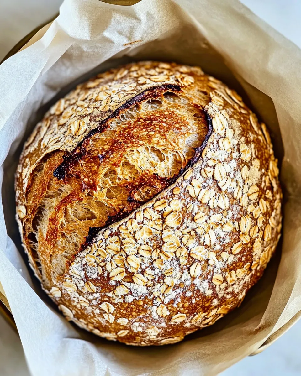 Delicious No Knead Honey Oat Bread shot