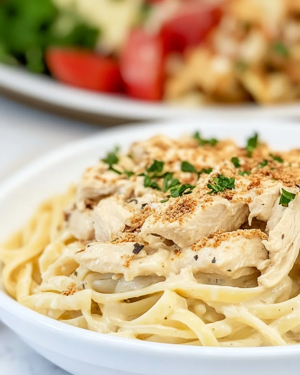 Easy Olive Garden Chicken Pasta food shot