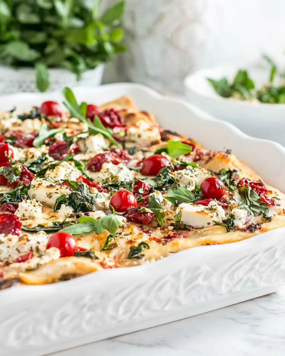 Healthy One-Dish Greek Pizza shot
