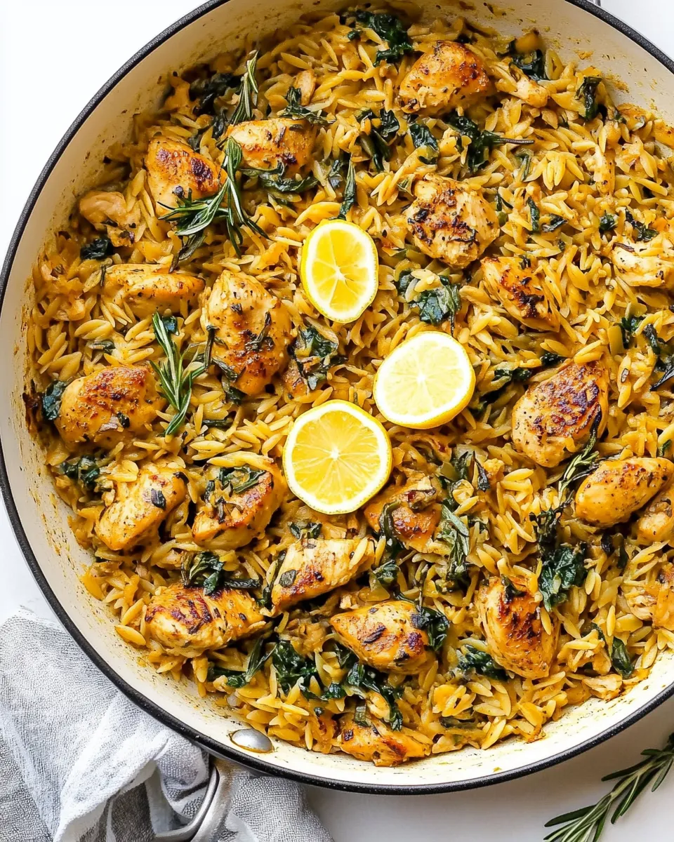 Fresh One-Pan Lemon Chicken Orzo shot
