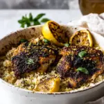 Easy One Pan Lemon Pepper Yogurt Chicken and Rice. dish image