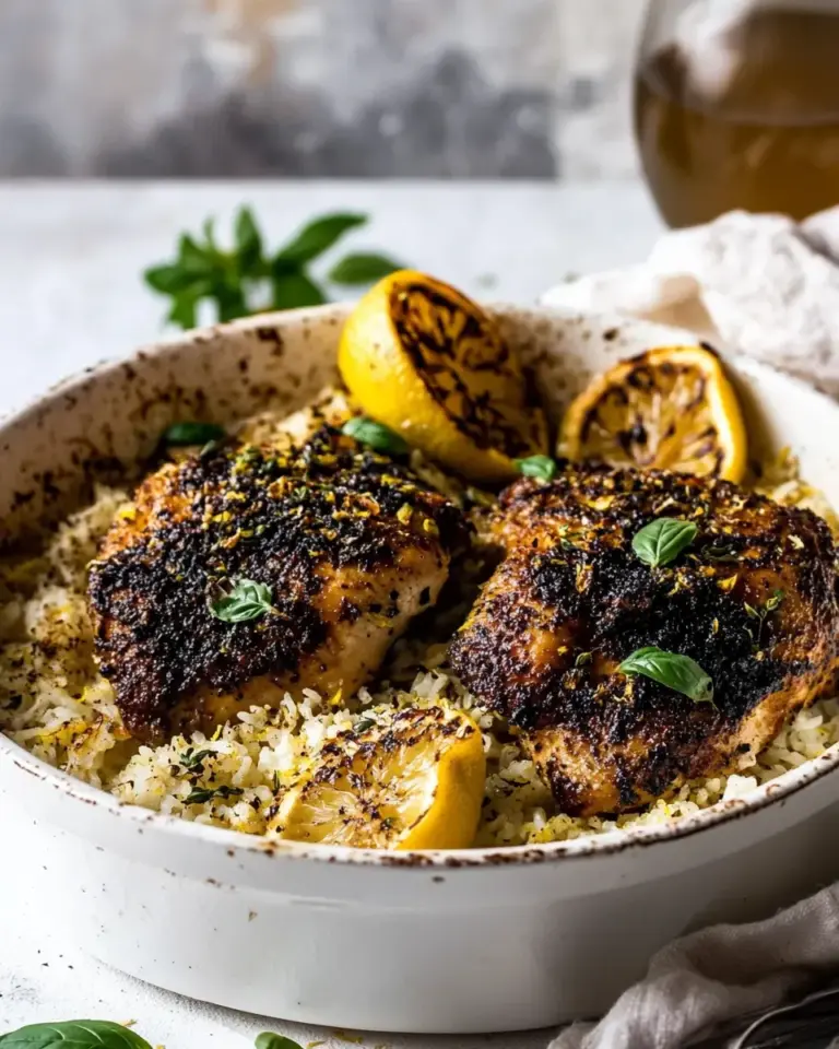 Easy One Pan Lemon Pepper Yogurt Chicken and Rice. dish image