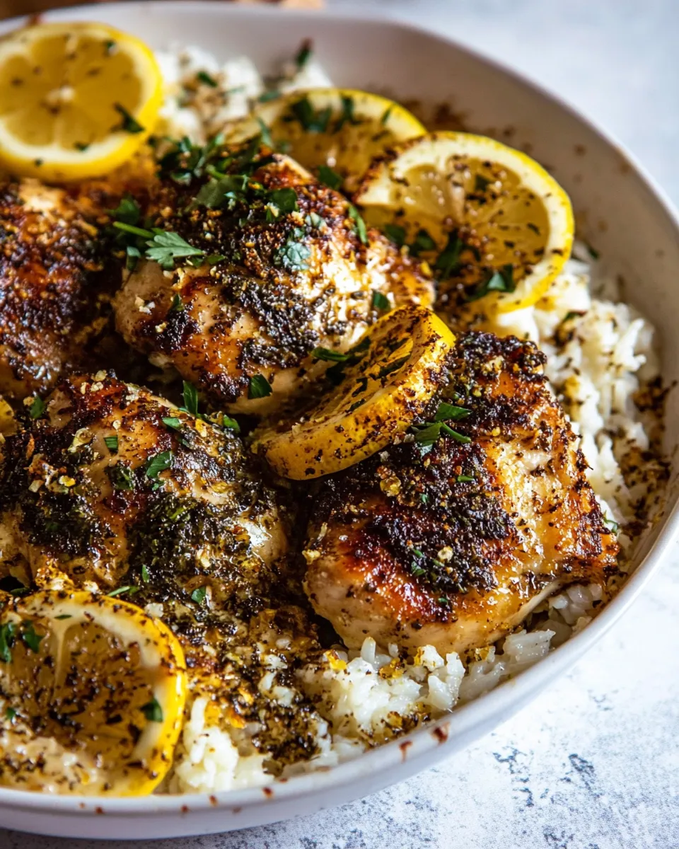 Amazing One Pan Lemon Pepper Yogurt Chicken and Rice. image