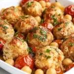Easy One Pan Mediterranean Chicken Meatballs, Tomatoes, and Chickpeas photo