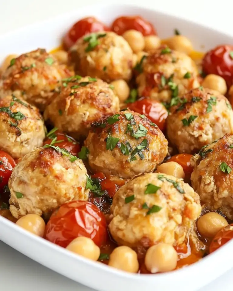 Easy One Pan Mediterranean Chicken Meatballs, Tomatoes, and Chickpeas photo