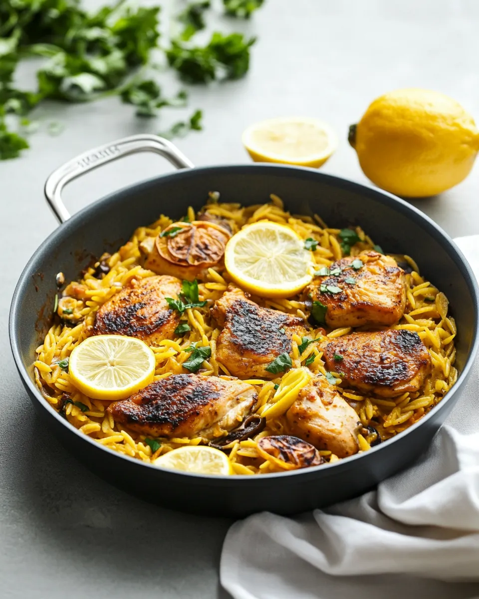 Easy One Pan Moroccan Lemon Chicken with Orzo photo