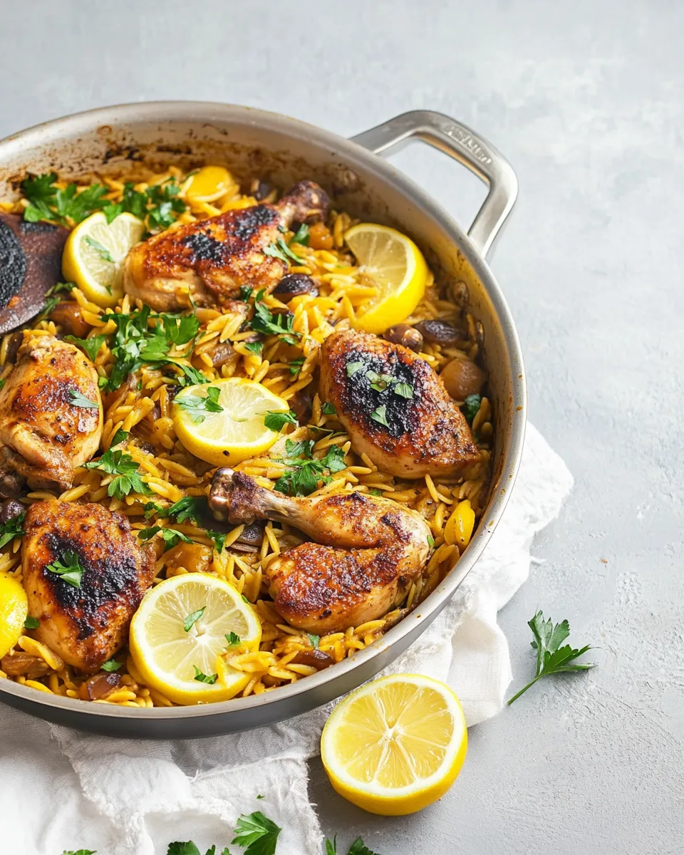 Healthy One Pan Moroccan Lemon Chicken with Orzo recipe photo
