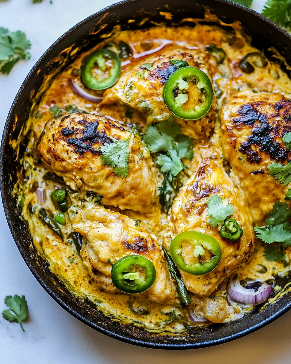 Homemade One Skillet Cheesy Green Chile Chicken photo