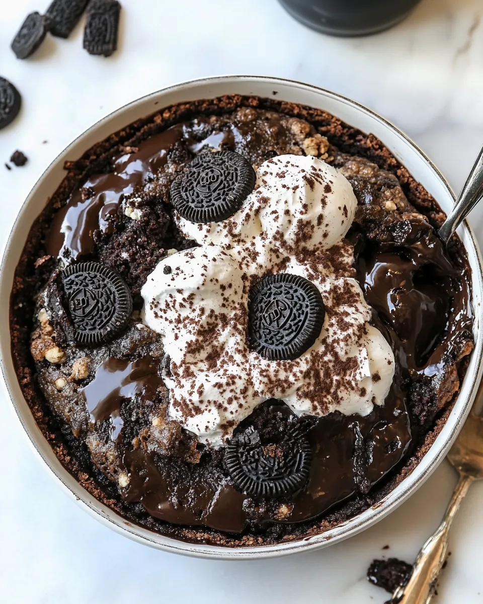 Fresh Oreo Chocolate Cobbler. shot
