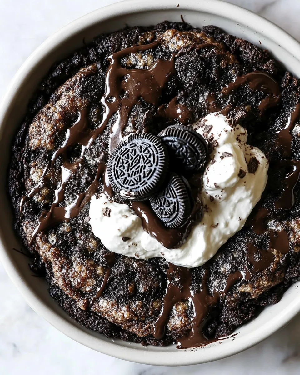 Ultimate Oreo Chocolate Cobbler. food shot