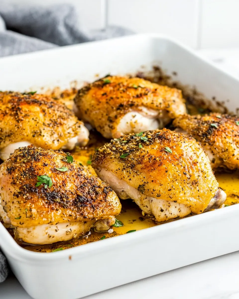 Delicious Oven Baked Chicken Thighs (With Crispy Skin!) image