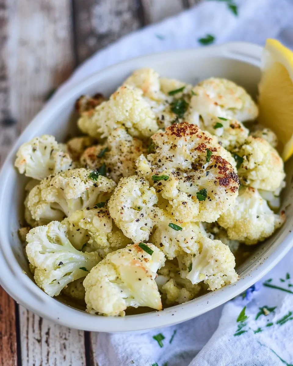 Healthy Oven Roasted Cauliflower with Garlic, Olive Oil and Lemon Juice recipe photo