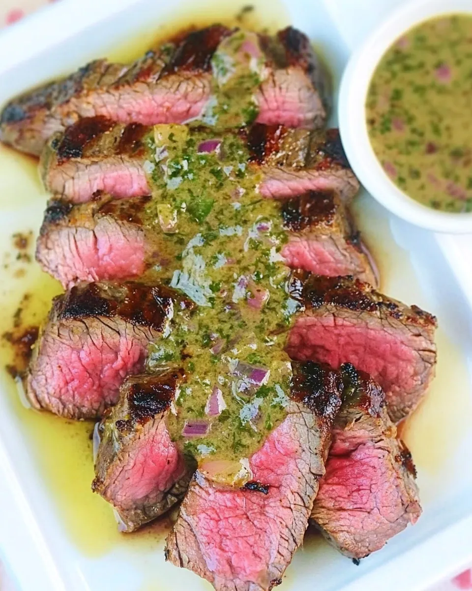 Homemade Pan-Seared Flat Iron Steak with Spicy Cilantro Sauce photo