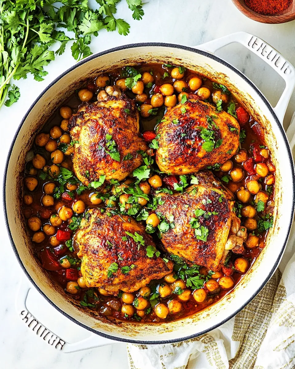 Classic Pan Seared Chicken with Harissa Chickpeas Recipe image