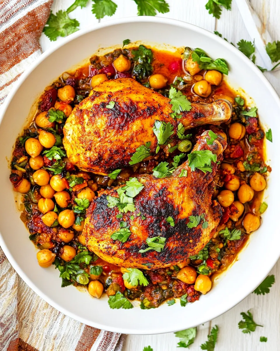 Easy Pan Seared Chicken with Harissa Chickpeas Recipe shot